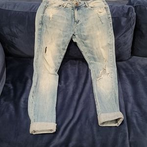 Light denim ripped jeans slim fit Zara Trafaluc